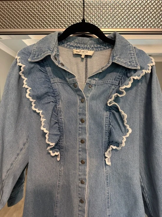 Sea New York Mara Denim Ruffle Dress - Picture 2 of 6